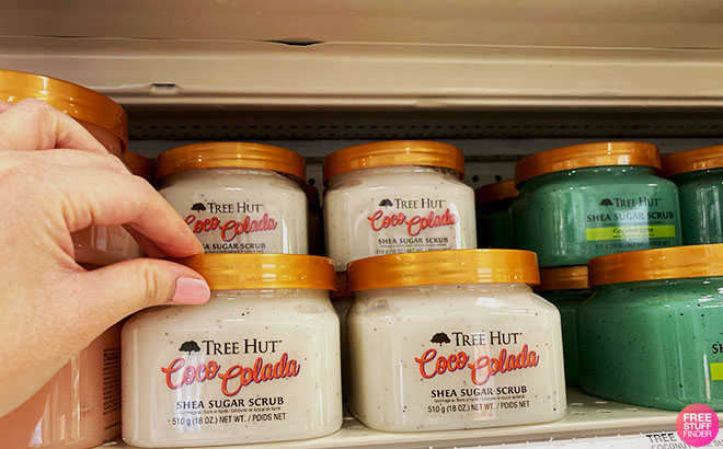 Tree Hut Shea Sugar Body Scrubs on a Shelf