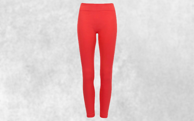 True Rock Womens Red Leggings Fleece Lined Leggings