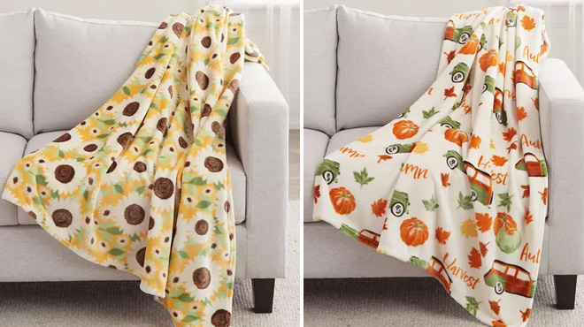 Two Colors of Print Plush Blanket