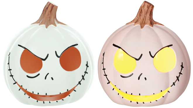 Two Images of The Nightmare Before Christmas 6 Inch Jack Skellington Light Up Halloween Pumpkin