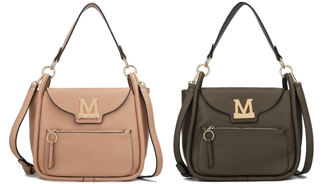 Two MKF Collection Chloy Hobo Bags in Taupe on the Left and Olive on the Right