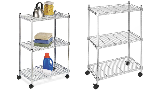 Two Whitmor 3 Tier Chrome Supreme Cart Rolling Utility Organizers