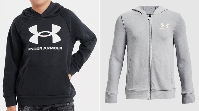 Under Armour Boys UA Rival Fleece Hoodie and Under Armour Boys Rival Terry Full Zip Hoodie