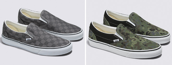 VANS Classic Slip On Shoes on a Gray Background