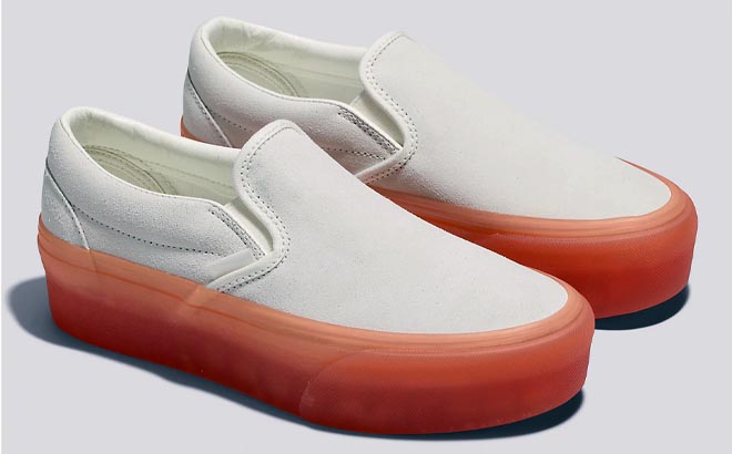 VANS Classic Slip On Stackform Shoes Suede Marshakmallow with Peach