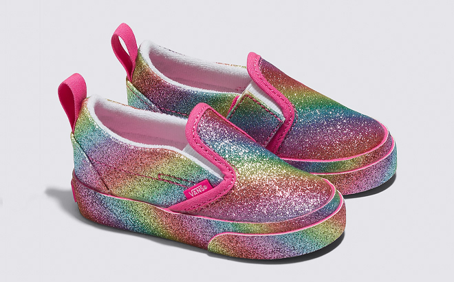 VANS Toddler Classic Slip On Glitter Rainbow Shoes