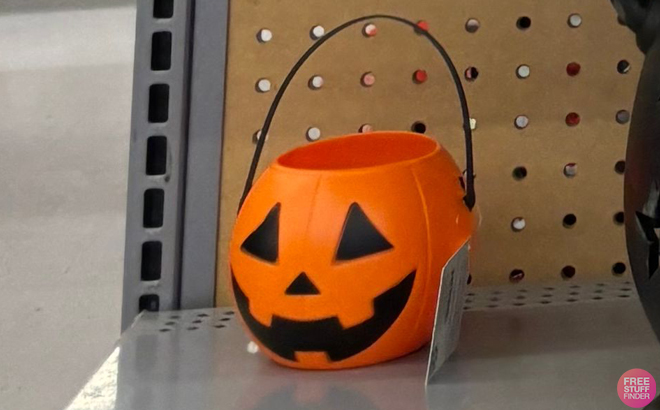 Way To Celebrate Halloween 8 Inch Pumpkin Treat Pail on a Shelf