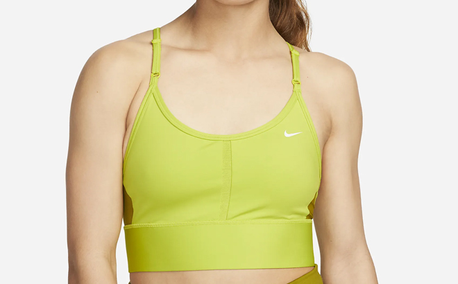 Woman Wearing Nike Indy Light Support Padded Longline Sports Bra