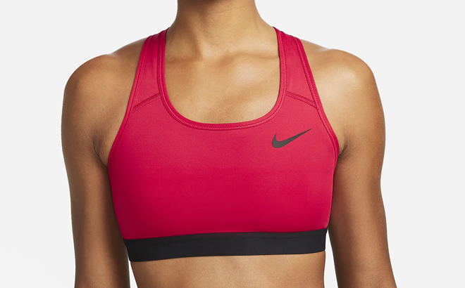 Woman Wearing Nike Swoosh Medium Support Non Padded Sports Bra