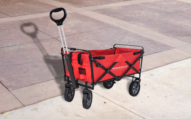 WonderFold S1 Basic Outdoor Folding Wagon on a Driveway