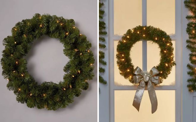 Wondershop 20 Inch Pre lit Pine Christmas Wreath Clear Lights