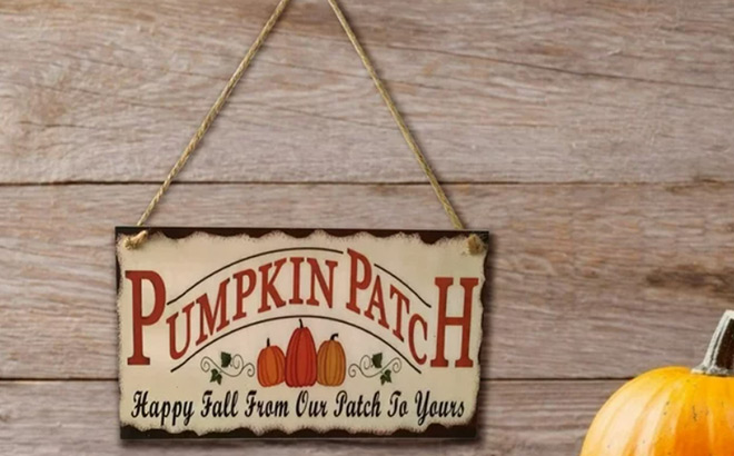 Wood Pumpkin Hanging Sign