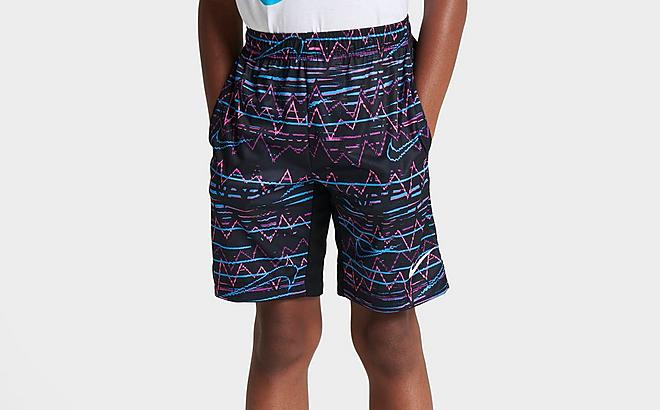 an Image of a Nike Kids New Wave Allover Print Shorts