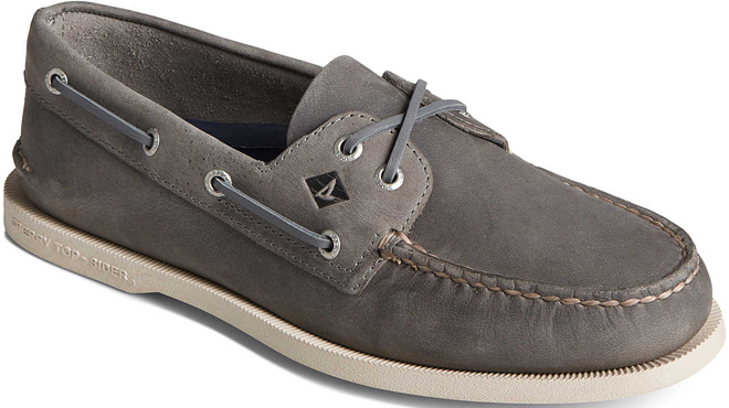 an Image of a Sperry Mens Authentic Original Cross Lace Boat Shoes Grey Color