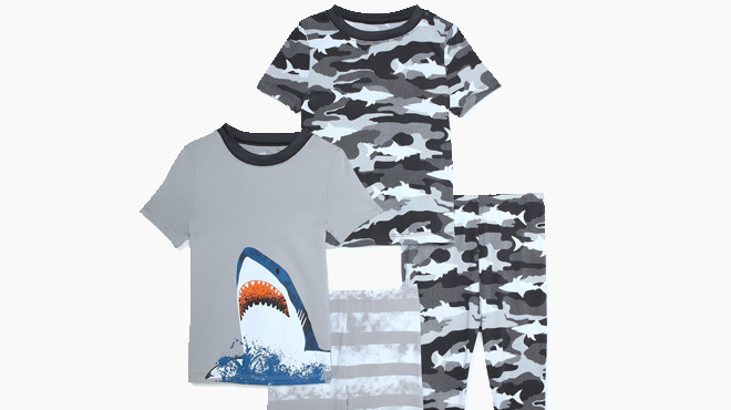 4 Piece Toddler Boys Pajama Set Shark