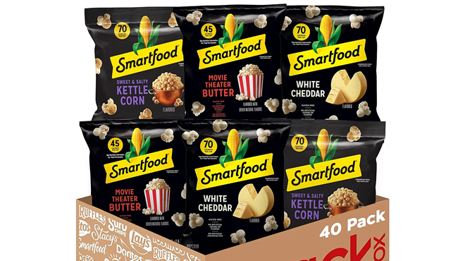 A Box of Smartfood Popcorn 40 Count Variety Pack