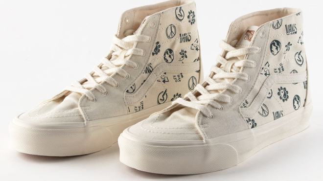 A Pair of VANS SK8 Hi Eco Theory Shoes in Off White