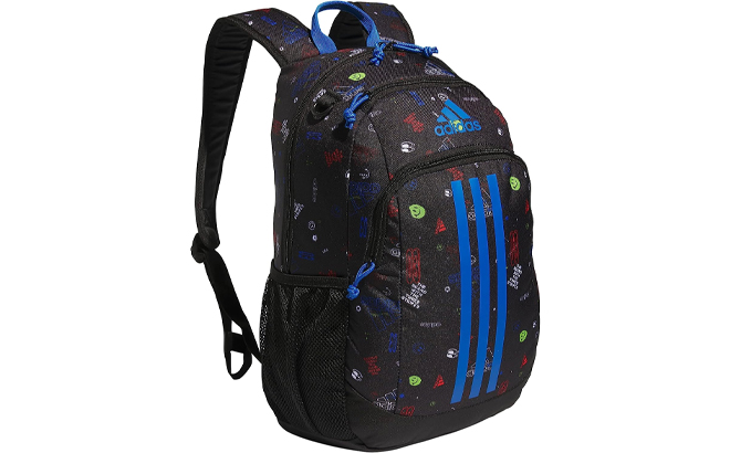 Adidas Creator 2 Backpack in Icon Brand Love Black and Bright Royal Blue Color