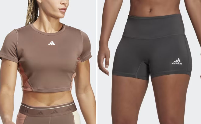 Adidas Womens Training Crop Top and Adidas Womens 4 Inch Shorts