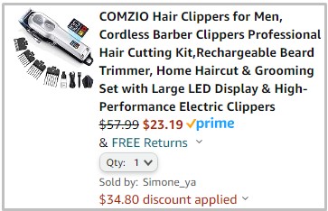 Amazon Hair Clippers Checkout Screenshot