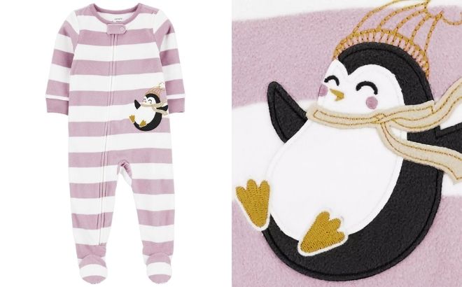 Baby Carters Microfleece Penguin Footed Pajama