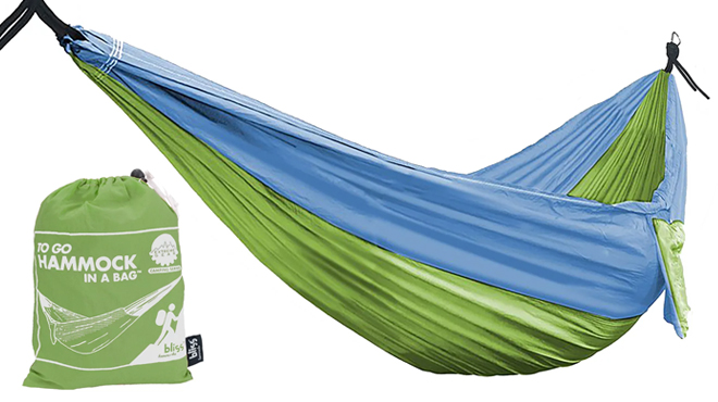 Bliss Hammocks Portable Travel Camping Hammock in a Bag in Blue Green Color