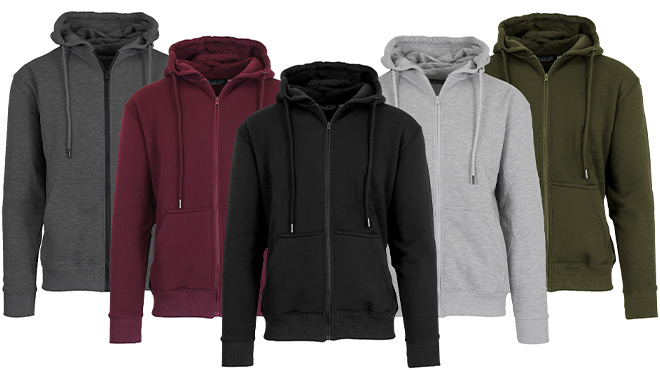 Blue Ice Mens Fleece Lined Full Zip Hoodie in Various Colors