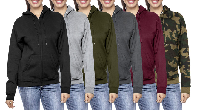 Blue Ice Womens Loose Fitting Fleece Lined Zip Sweater Hoodies in Various Colors