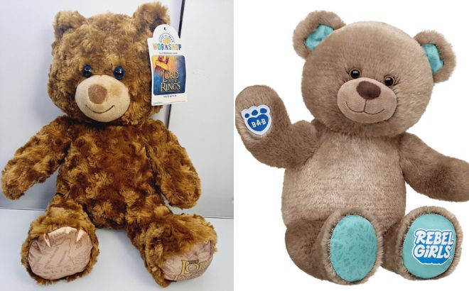 Build a Bear Lord of the Rings Bear on the Left and Rebel Girls Bear on the Right Side