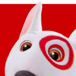 Bullseye dog on red background target circle week