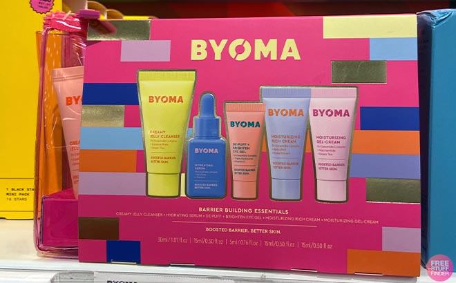 Byoma Skincare Gift Set and Bag in shelf