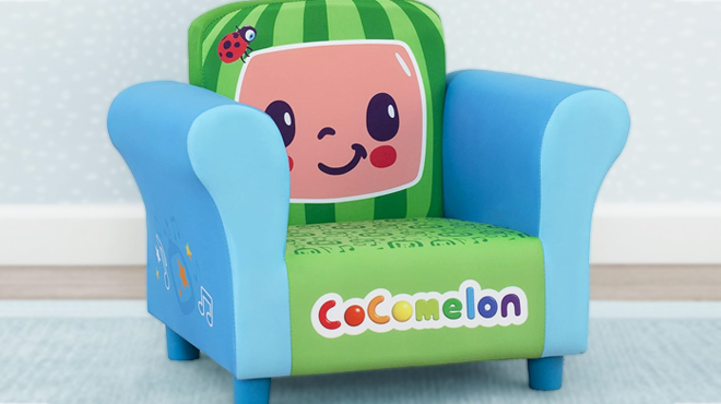 CoComelon Delta Children Upholstered Chair Inside a Bedroom