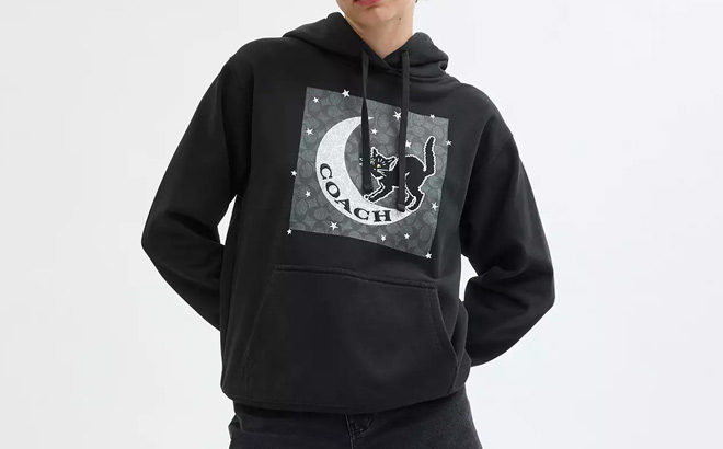 Coach Outlet Halloween Black Cat Moon Hoodie