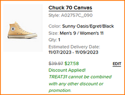 Converse Chuck 70 Canvas High Top Shoes Checkout Screenshot