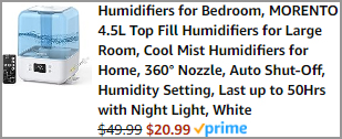 Cool Mist Humidifiers Order Summary