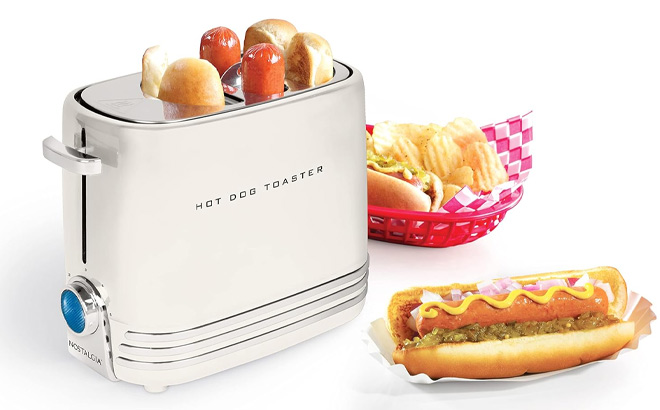 Cream Hot Dog Toaster on a White Background