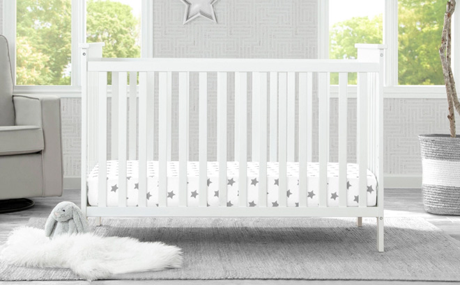 Delta Children Adley 3 in 1 Convertible Crib in Blanca White Color