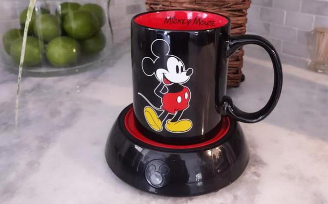 Disney Collection Mickey Mouse Mug Warmer Mug Set on a Table