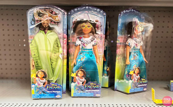 Disney Encanto Bruno and Mirabel Fashion Dolls on a Walmart Shelf