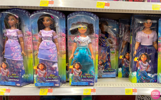 Disney Encanto Isabela and Mirabel Dolls on a Walmart Shelf