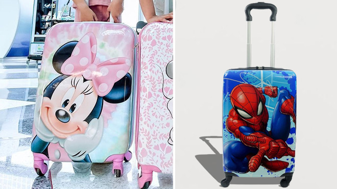 Disney Minnie Lugagge on the Left Spiderman Luggage on the Right