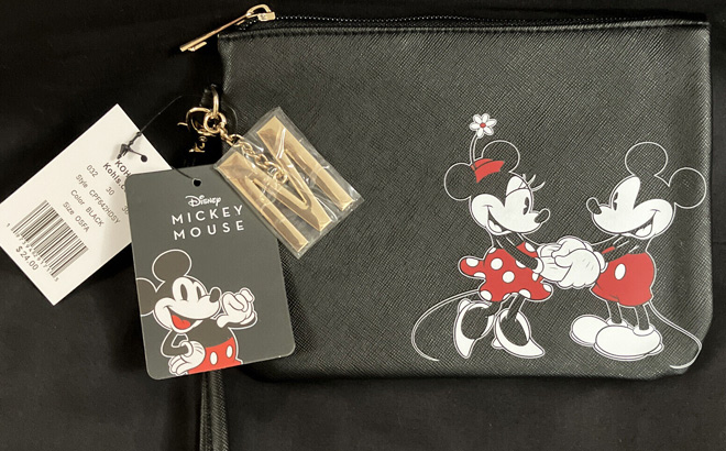 Disneys Mickey Minnie Top Zip Screen Print Wristlet