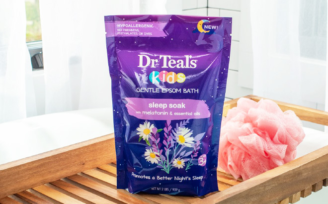 Dr Teals Kids Epsom Salt Bag in Bathroom