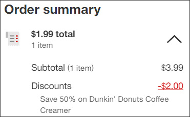 Dunkin Donuts Coffee Creamer at Checkout