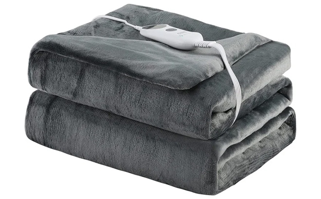 Electric Heated Blanket Throw in Grey Color