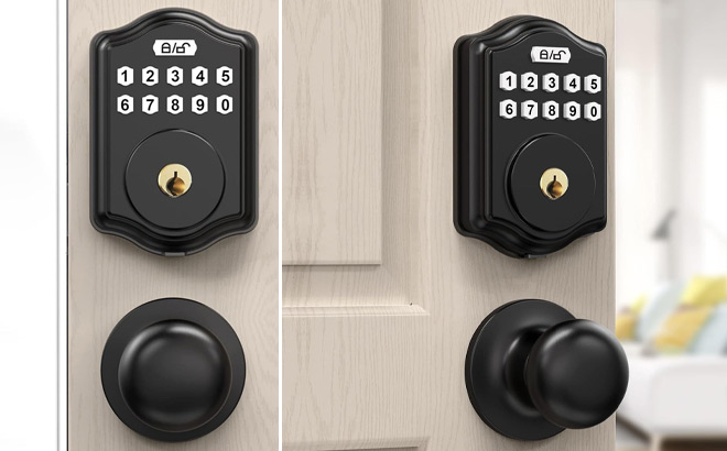 Electronic Door Lock with Keypad Set in Black Color