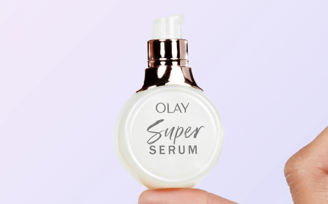 Finger Balancing an Olay Mini Super Serum