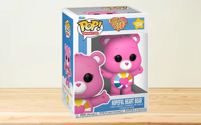 Funko Pop Care Bears 40th Anniversary Hopeful Heart Bear on a Table