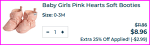 Gerber Baby Girls Pink Hearts Soft Booties Cart Checkout