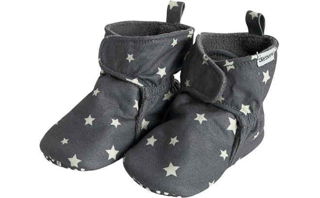 Gerber Baby Neutral Gray Stars Soft Booties